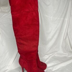 Red Over-the-Knee Women's Boots
